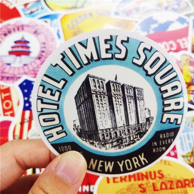 55pcs/lot Vintage Old Fashioned Style Luggage Suitcase Travel Stickers Gifts Hot