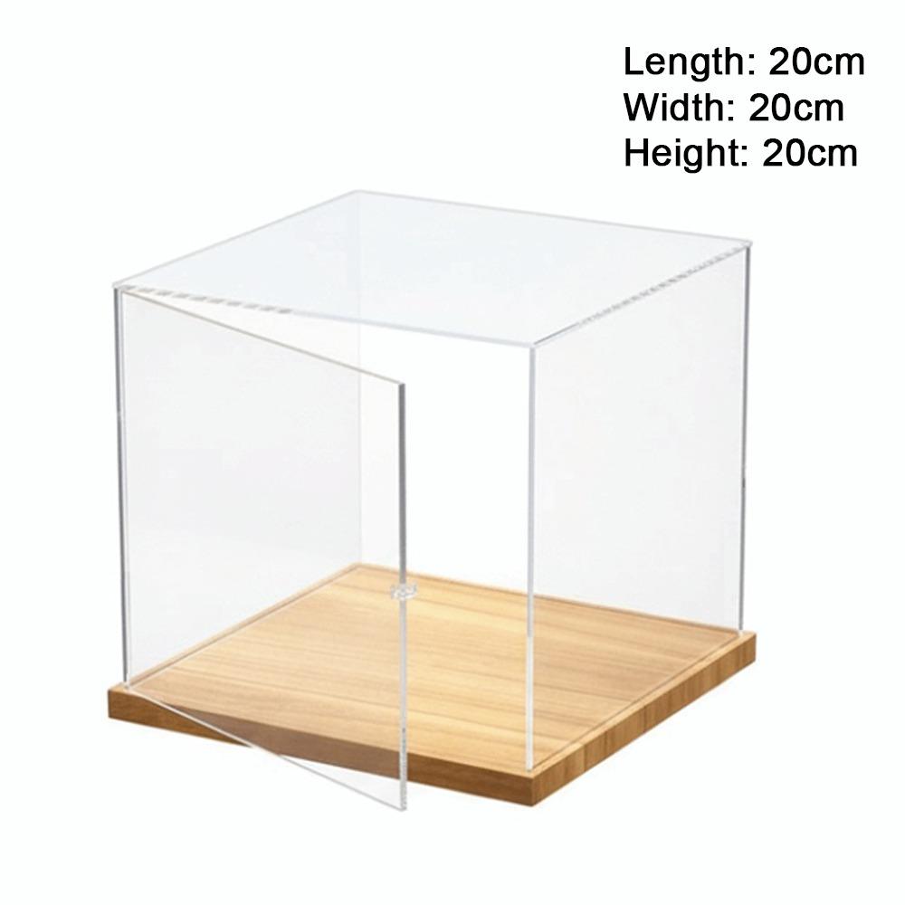 Transparent Acrylic Acrylic Display Case Stackable Design No-glue Assembly Dustproof Cover Wooden Bottom Display Box