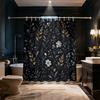 1PC Vintage Floral Shower Curtain Black Gold Leaves Waterproof Bathroom Partition Privacy Hanging Curtain