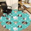 1pc Dog Faces Chair Carpet for Office, Round Polyester Mat, Indoor Decor for Office, Washable Non-slip Carpet yy251219068