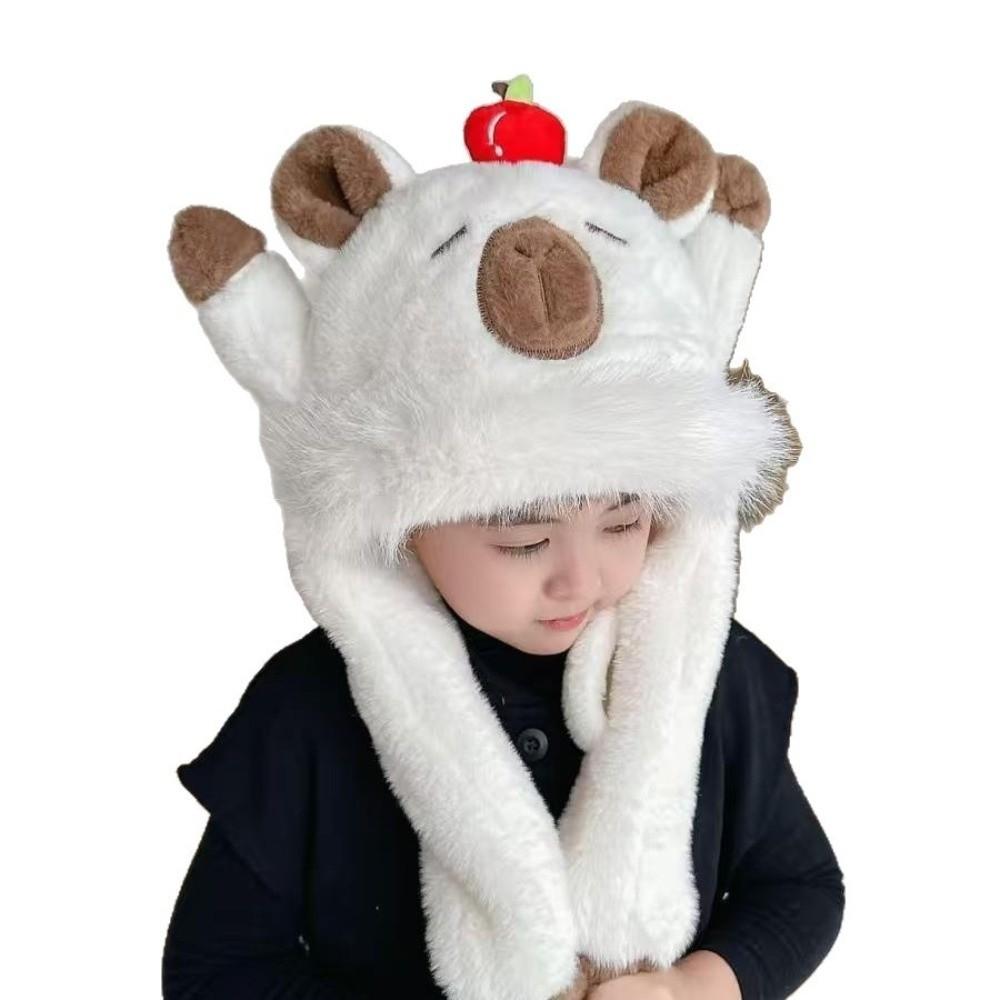 Cold Proof Warm Hat Cute Capybara Hooded Hat Scarf Fashion Ear Protection Cap  Winter