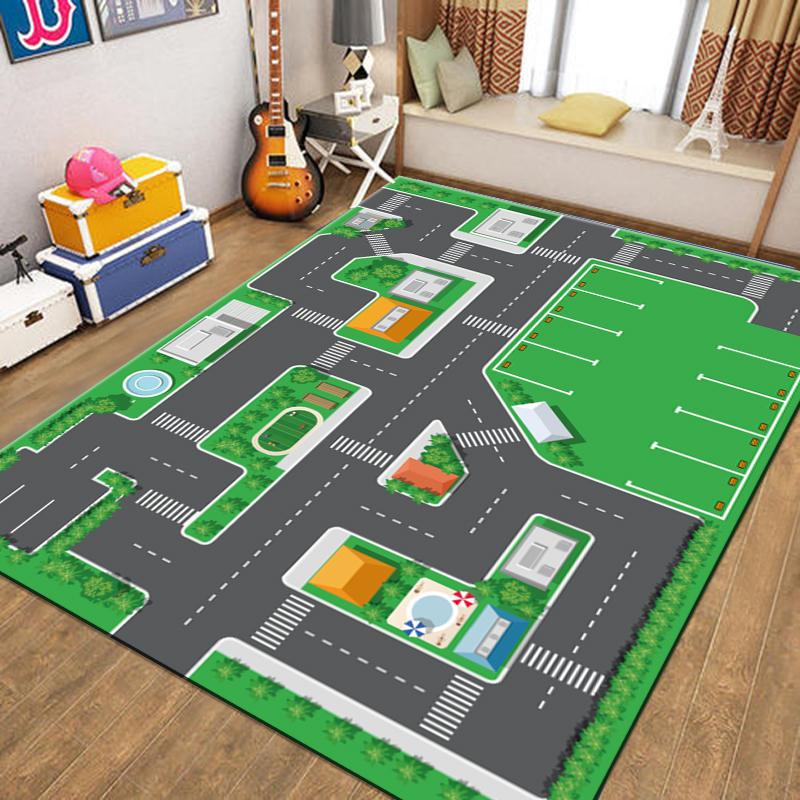 Rug Warm Rug Non-slip Children's Rug Living Room Bedroom Mat Game Map Printed Rug Baby Play Mat