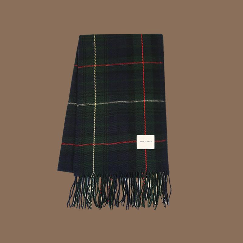 Men's Winter Unisex Plaid Shawl - Korean Style Versatile & Warm Scarf for Students & Couples