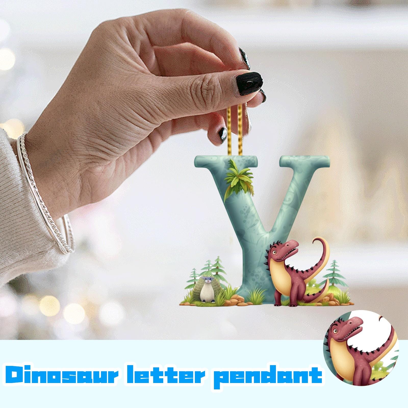 

Рождественские украшения на елку Рождественский акриловый кулон в виде динозавра с 26 буквами One Size