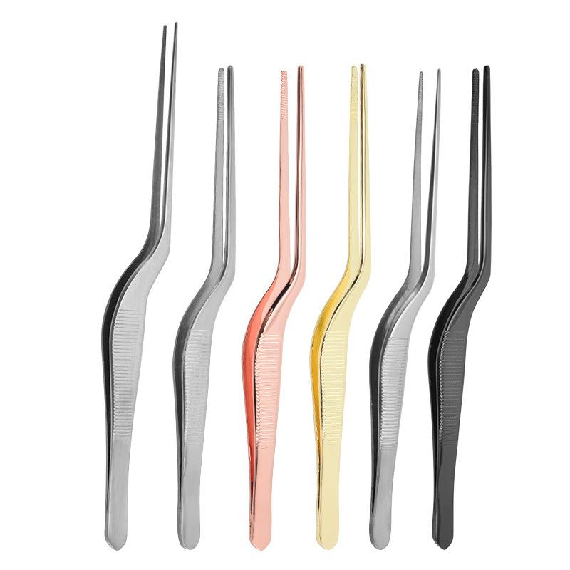 Stainless Steel Offset Cooking Tweezers for Food Plating and Pastry Decoration-Christmas & Halloween Kitchen and Restaurant Tool