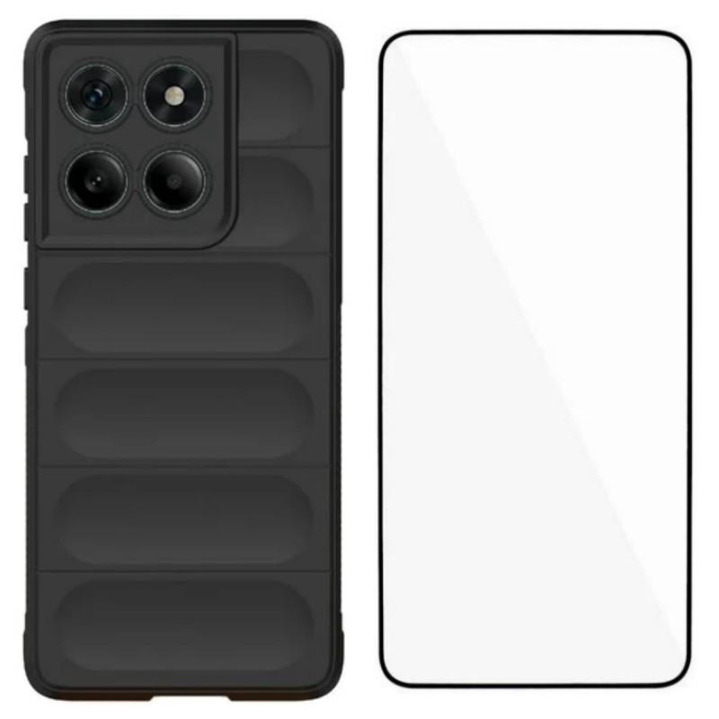 Für Motorola Edge 60 5G TPU-Hülle WANLONFENG HD-Serie Rutschfeste Handyhülle mit gehärtetem Glas