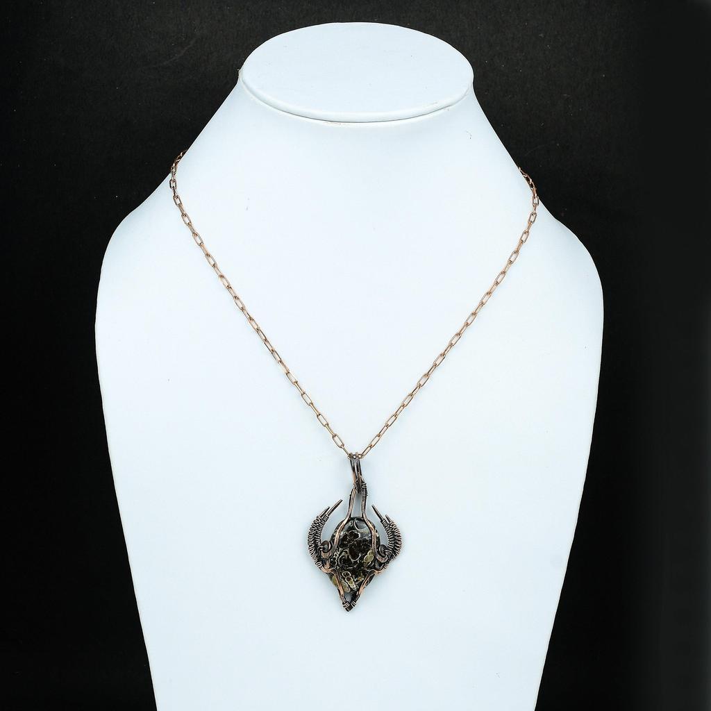 Turritella Agate Pendant Copper Wire Wrapped Pendant Handmade Jewelry Gemstone Pendant Gift For Mother Turritella Agate Jewelry Gift For Her