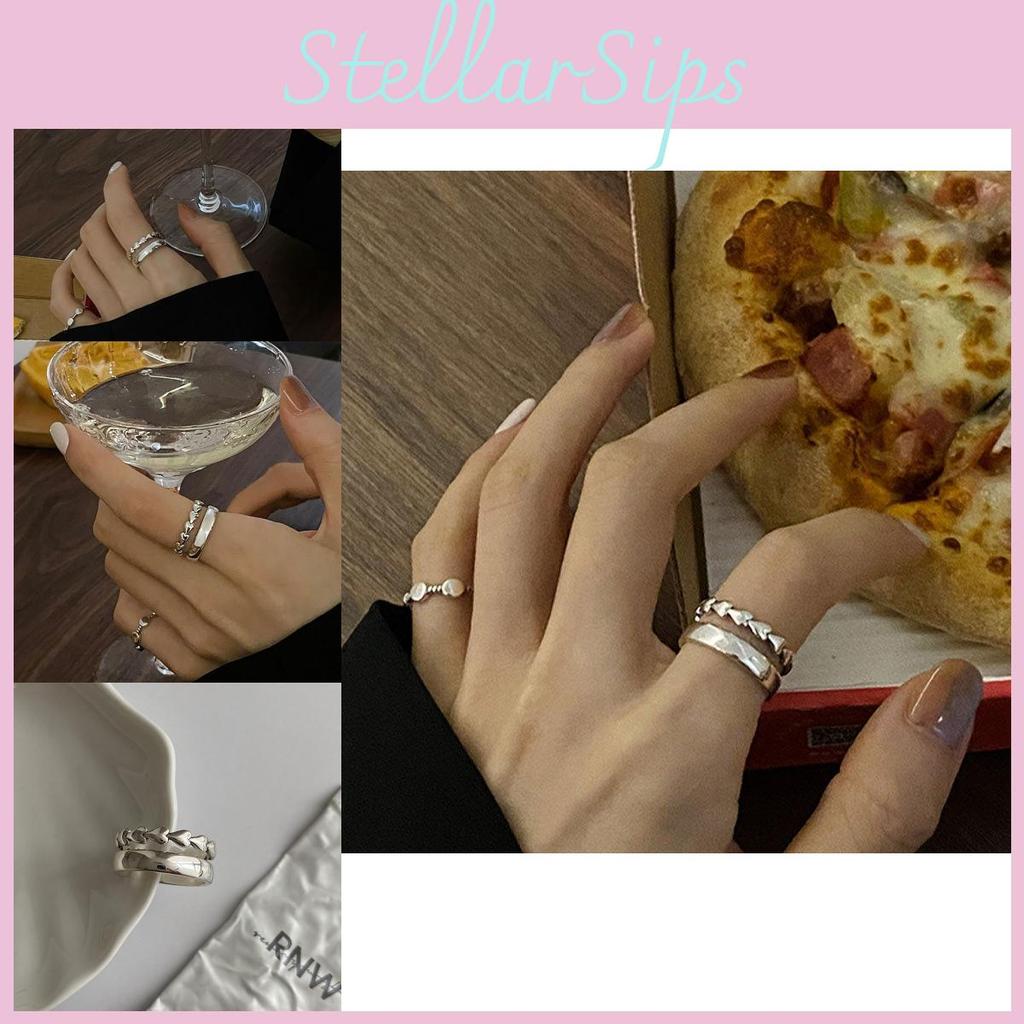 Adorable Korean-inspired Adjustable Heart Shaped Double Layer Silver Ring 2021 Trendy Design For Fashion Enthusiasts