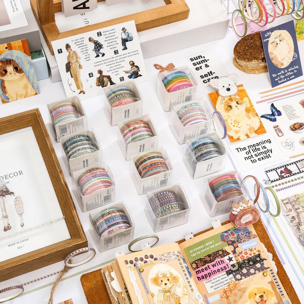 YUBX Masking Große Sammlung von Grundmustern Washi Geometrisch Hochdetailliertes Design für DIY-Geschenke und zum Verzieren von Geschenken Klebeband, 120-teiliges Set, Klebebänder,