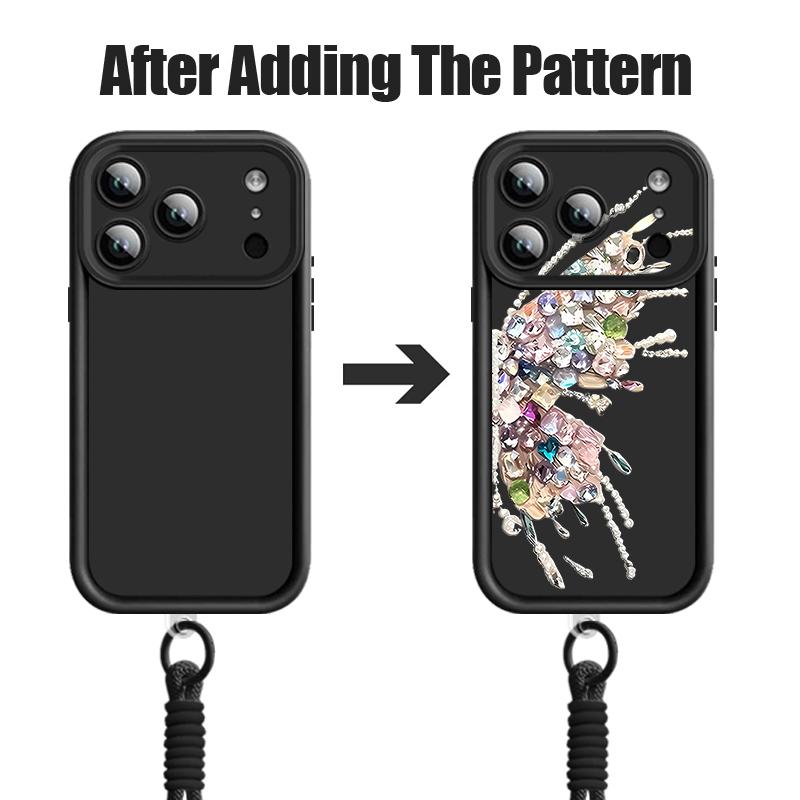 Fantastic Butterfly Print Lanyard Case For iPhone 18 Pro Max Shockproof Bumper Soft Silicone Cover For iPhone 17 16 15 14 13 Pro Max 17E