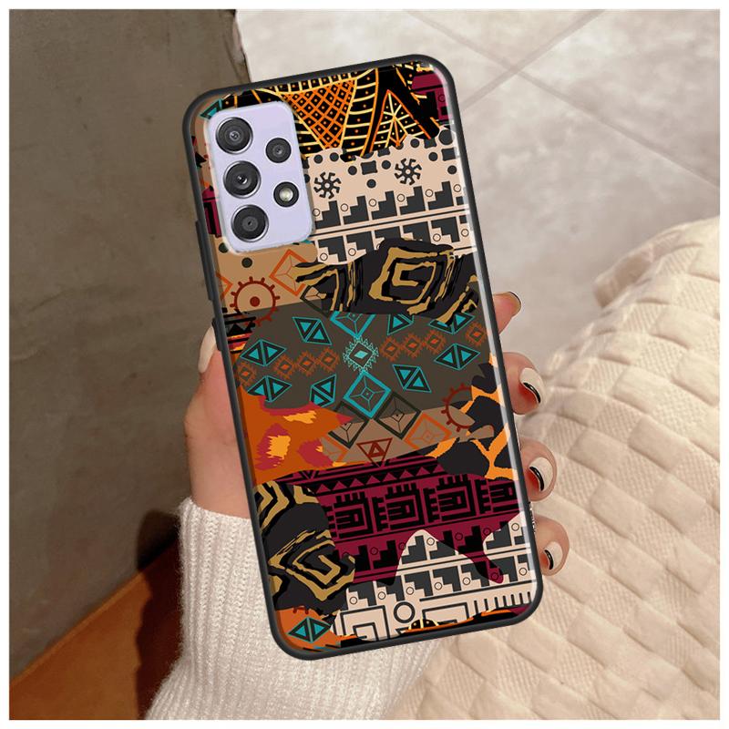 African Style Fabric Print Case For Samsung Galaxy A14 A34 A54 A12 A22 A32 A42 A52 A13 A23 A33 A53 A50 A51 A71 Cover