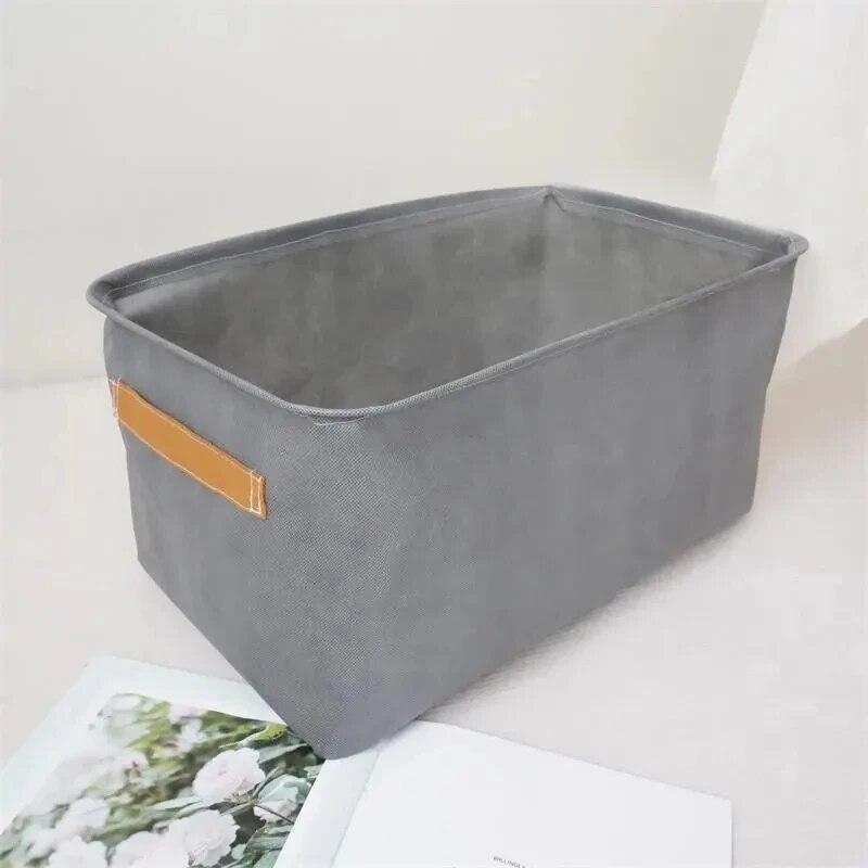 1pc Large Capacity Clothes Storage Basket Two Thickened Cloth Steel Frame Foldable Storage Box Miscellaneous Clothes Pants Box