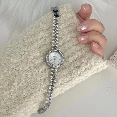 Relógio de Pulso de Luxo Mostrador Pequeno Relógio da Moda para Mulheres Novo Com Cravejado de Pérolas Relógios de Pulso de Quartzo Relojes Para Mujer Dropshipping