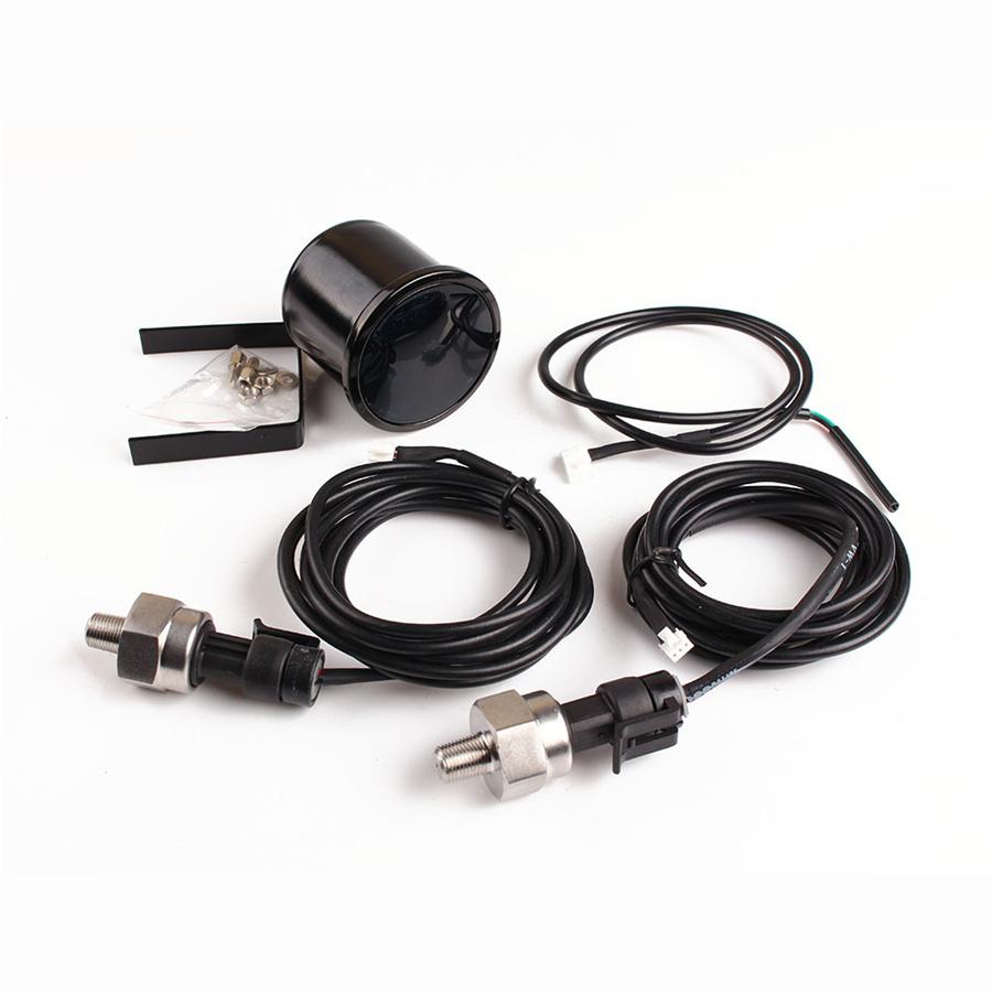 52Mm Dual Air Pressure Gauge Blue Led Suspension Air Ride Gauge+ 1/8Npt Sensors