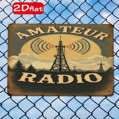 Vintage Metal Radio Tower Wall Sign – 7.87x11.81in Retro 2D Plaque, Outdoor Decor for Study & Studio, Holiday Gift
