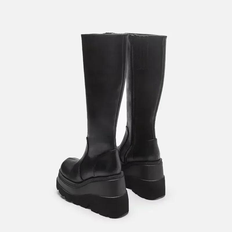 Mode 2024 Neue Mode Plateau Damen Kampf Winterabsätze Qualität Lang Oberschenkelhoch Reißverschluss Kniehoch Stiefel Botas Mujer Plateauschuhe