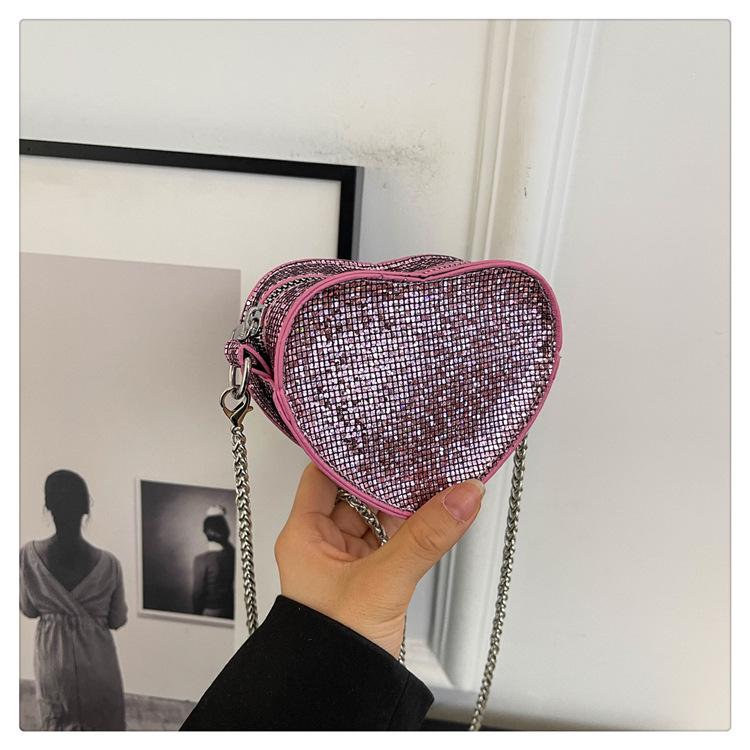 2024 Trendy Women's Heart-Shaped Sequin Crossbody Bag - Mini Coin Purse