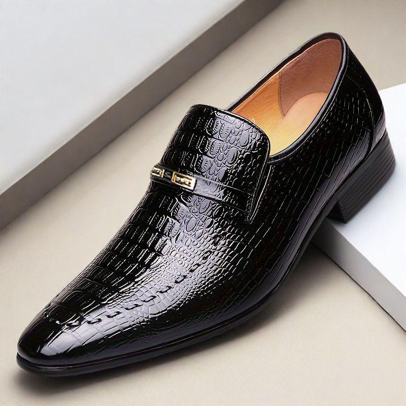 

Мужские дышащие туфли из кожи с узором крокодила с острым носком - Весна/Осень, Повседневные и Формальные, Корейский стиль, Доступны большие размеры 46