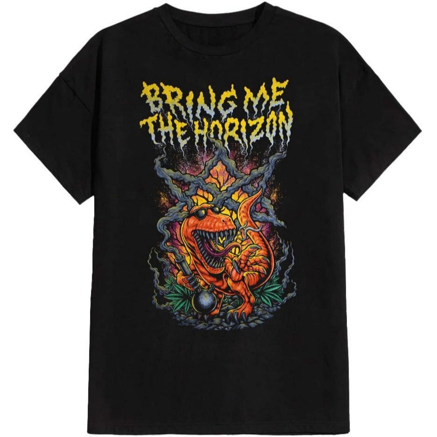 

Bring Me The Horizon Графический принт Летние, Осенние, Зимние Мужские и Женские Футболки с коротким рукавом Повседневные Свободные Для улицы S чёрный