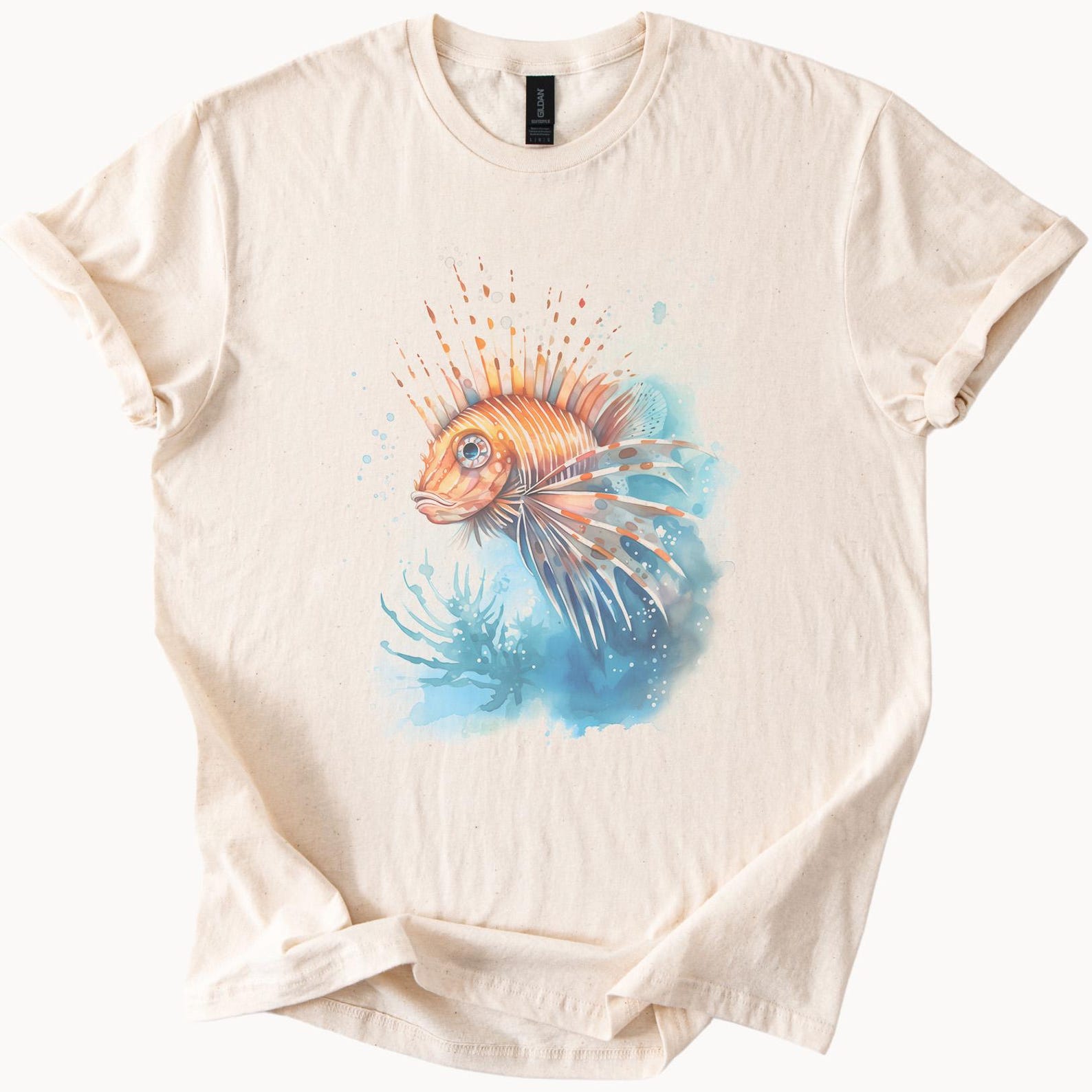 Watercolor Lionfish Art Shirt Tshirt Ocean Graphic Tee 100