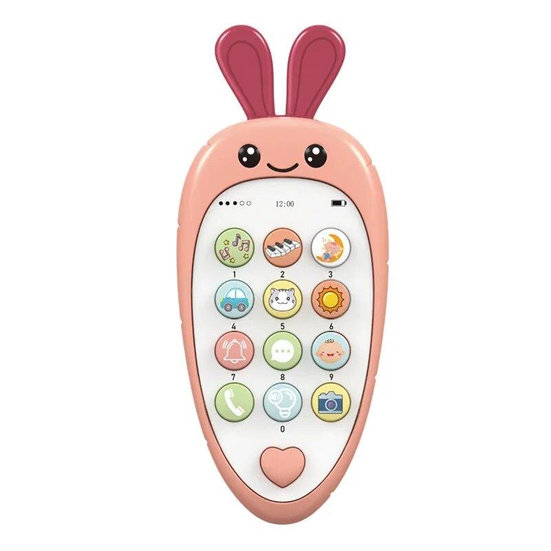 1 PCS Cartoon Radish Simulation Mobile Phone Can Bite The Baby Puzzle Early Education Music Story Learning Phone Toy