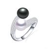 New Double Pearl Adjustable Natural Freshwater Pearl Original 925 Silver Zircon Women's Ring Fine Bridal Jewelry