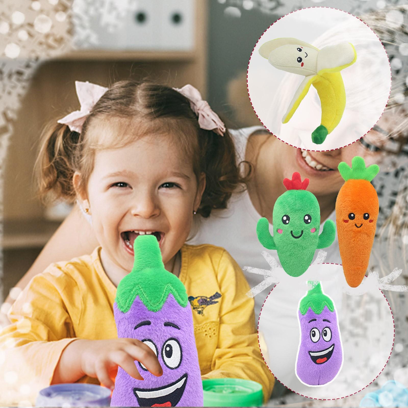 

Pet Plush Sounding Toys Vegetables Educational Toys Cactus Corn Eggplant A
