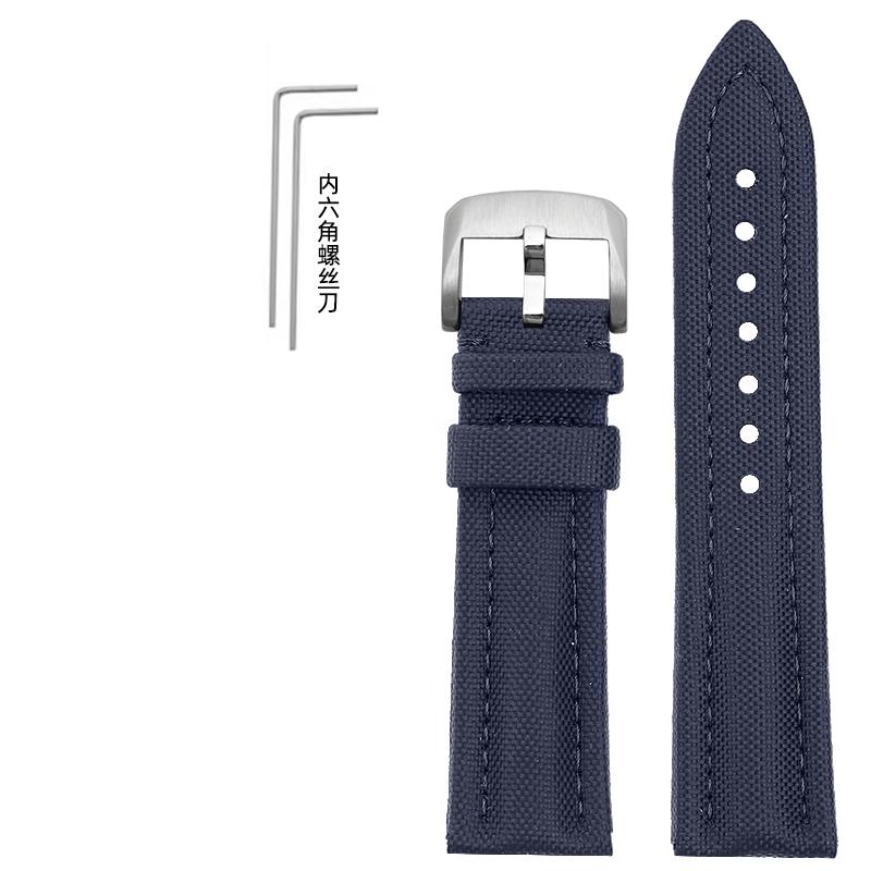 For BLANCPAIN Co branded Fifty Fathoms Five Oceans Nylon silicone bottom Watch Strap Black Men's Canvas Bracelet 22MM Watchband