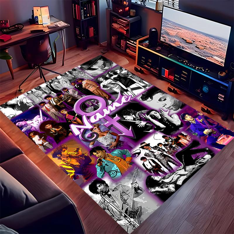 Custom personalization Prince Purple Rain Print Area Rug - Soft, Washable Non-Slip Indoor Mat,Living Room,Home&Office Decorative Rug