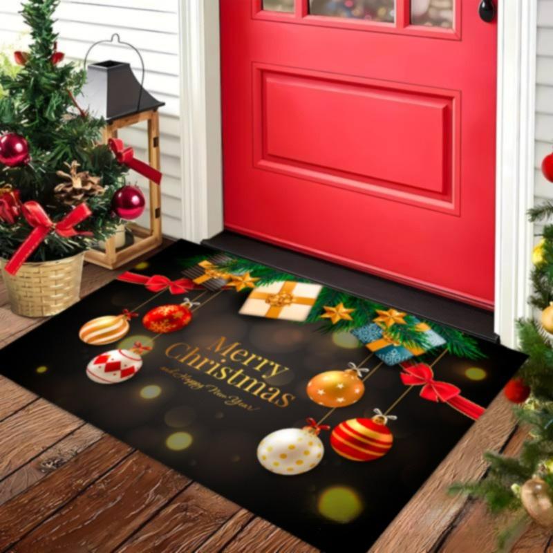 Christmas Large Carpet Santa Claus Snowman Cane Rug "Merry Christmas" Mat Snowflake Home Decoration Entryway Floor Mat Home Rugs