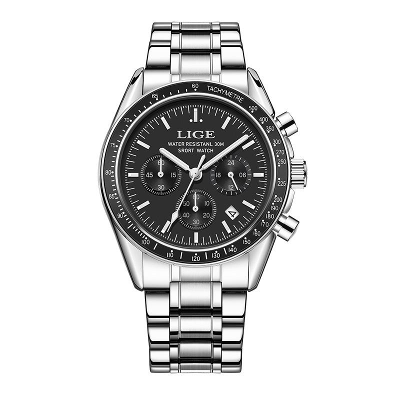 LIGE Elegant Men's Multifunctional Waterproof Wristwatch with Luminous Quartz & Calendar 89137