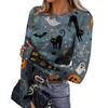 Women's Slim Fit Long Sleeve Halloween Printed T-Shirt with Thumb Holes Neck Pullover Base Layer