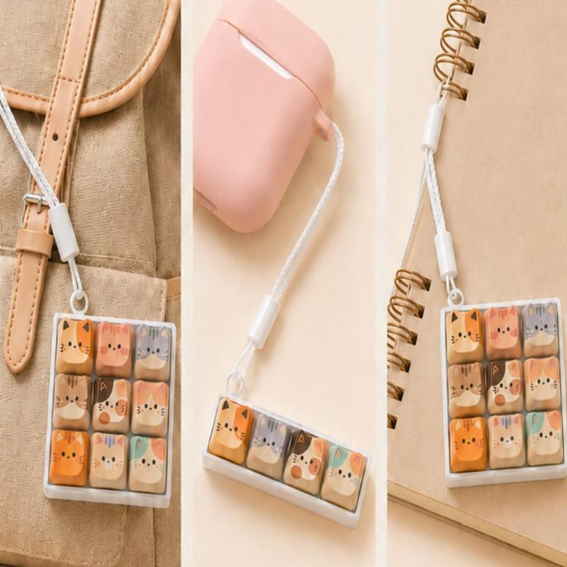 Keycap Room Cute Sensibility Cat Keycap Keyring Keyboard Keychain (2 Option)