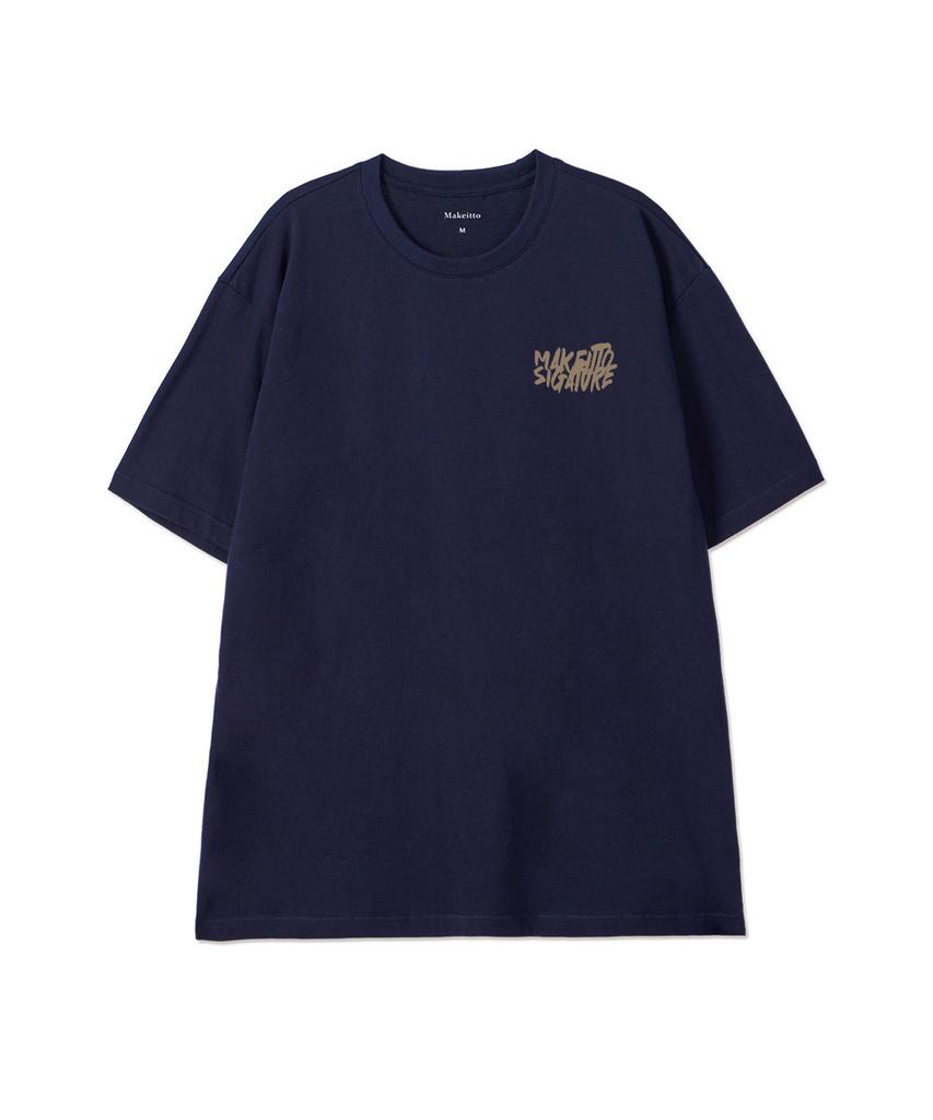 MAKEITTO [Graffiti Logo] Crew Neck Tee_Navy
