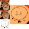 Halloween Skull Jewelry Set With Vampire Rose Pendant And Earrings For Men And Women