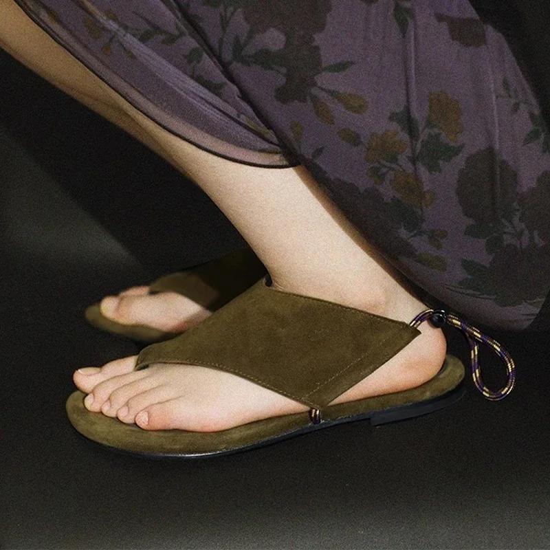 Women's Sandals Flats Clip Toe Designer Shoes Dress Fashion Woman Slippers Summer 2025 Casual Flip Flops Cozy Sandalias De Mujer