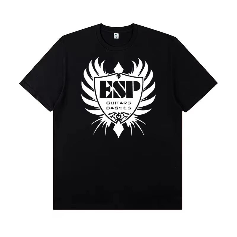 

2026 ESP Electric Guitar Peripheral Print Rock Tshirt Short Sleeve Band Guitarist Performance Shirt Ins Y2k Hot Sell 4XL