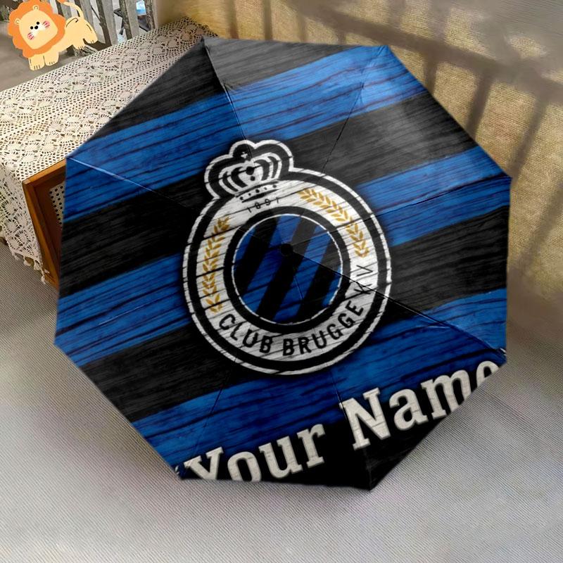 1 PC Automatic Folding Umbrella - Club Brugge KV Custom Name Pattern, Portable & Foldable Design with 8 Ribs, Christmas Birthday Gifts