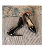 1088-10 Chaussures en cuir verni à talons hauts de 10 cm, bout pointu, plateforme et boucle