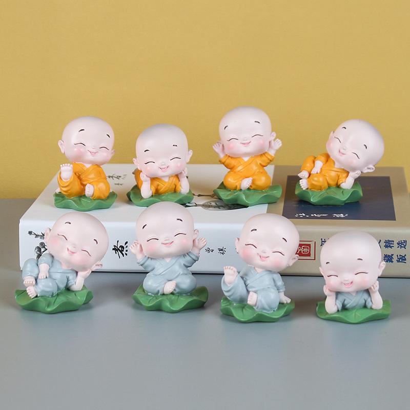 1-5pcs Creative Home Decoration Car Ornaments Childhood Monks Cute Resin Crafts Ornaments Bedroom Tea Room Office Ornaments Gift