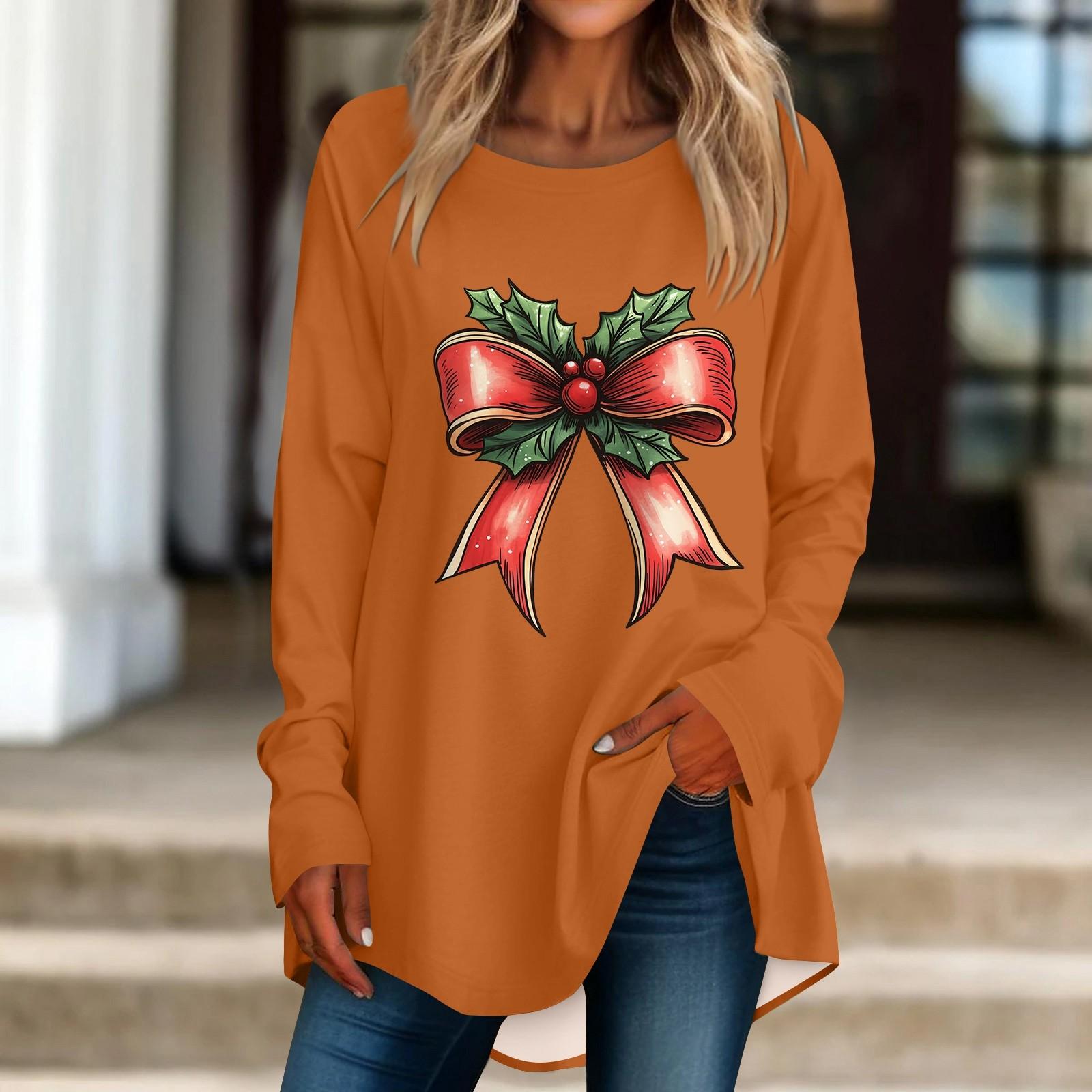 

Женская повседневная футболка больших размеров с длинными рукавами и круглым принтом, верхний пуловер M