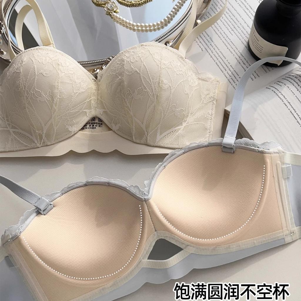 New small egg lace underwear women's small breasts gather and show large breasts round cup no steel ring bra
