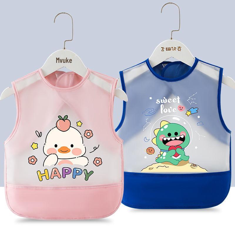 Waterproof Unisex Baby Bib: Anti-Stain Sleeveless Smock for Kids, Reversible Protective Wear.