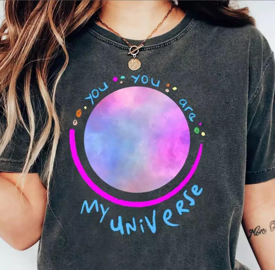 

Coldplay Band You Are My Universe Charcoal T Shirt Full Size S5XL Unisex T-Shirt L
