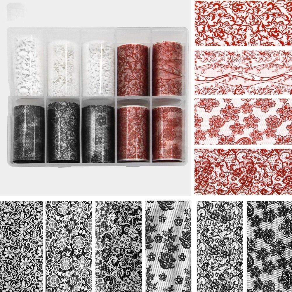 Laser Nail Stickers Lace Design Nail Decals Professional Transfer Paper  Nail Decoration