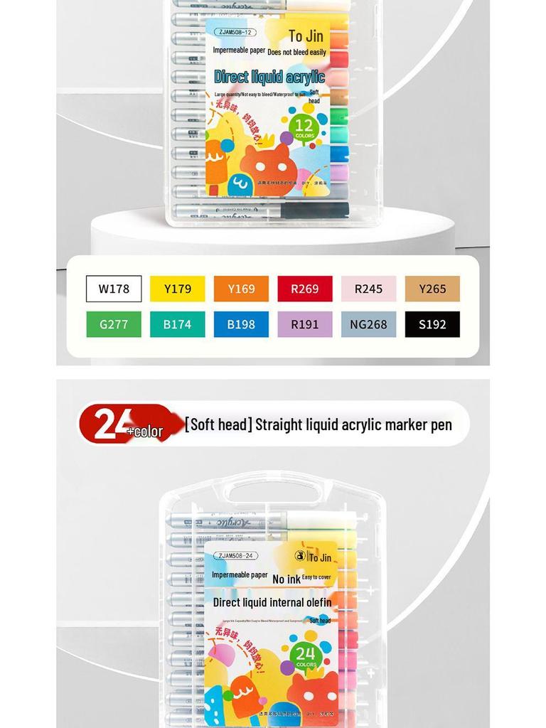 Zhi Jin Liquid Acrylic Marker - Soft Tip, Opaque Watercolor Pen for DIY Graffiti & Elementary School Art.