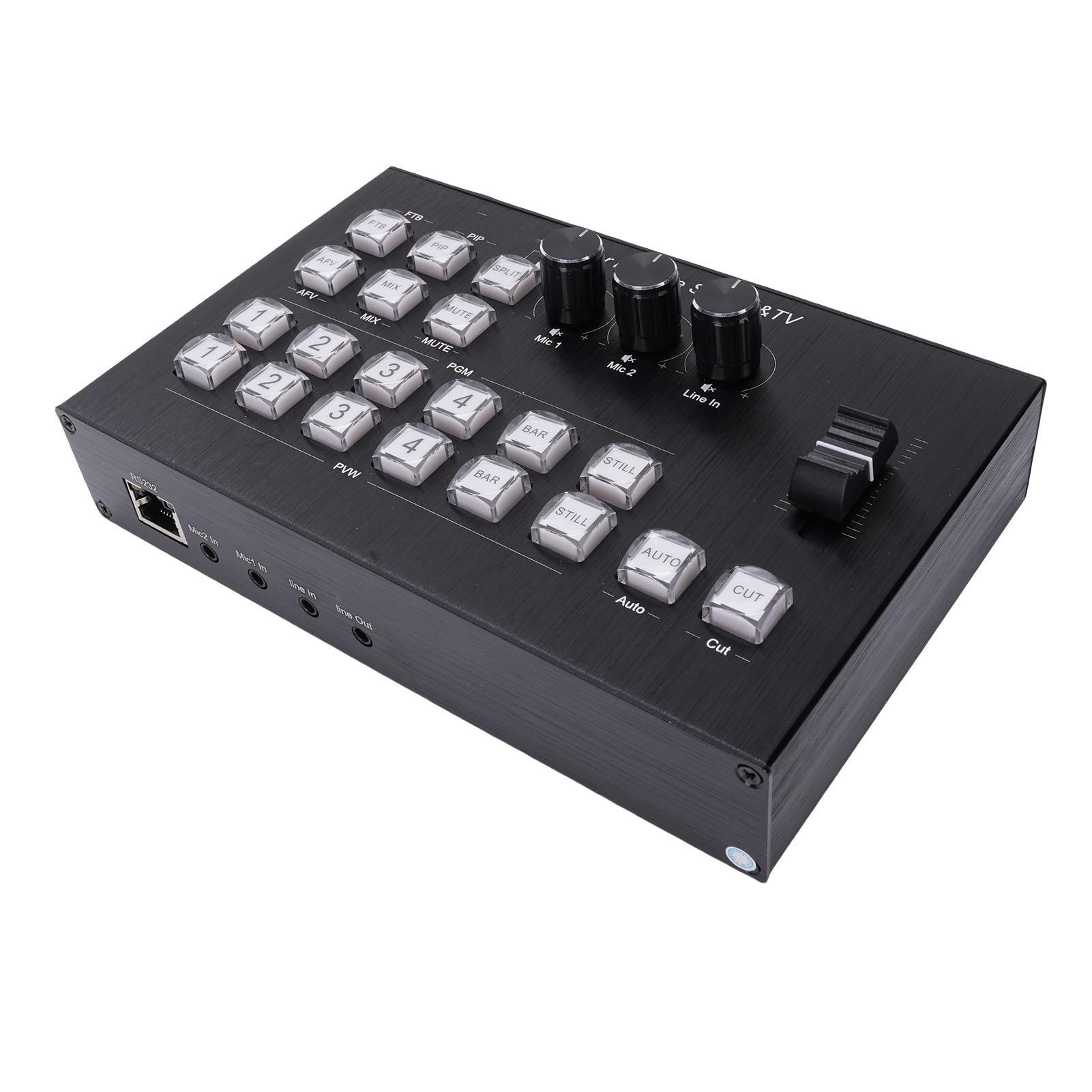 

Video Mixer SDI HD Multimedia Live Streaming Switcher 2MIC LINE IN OUT 232 Type C USB3.0 Interface Support PGM PVW PIP