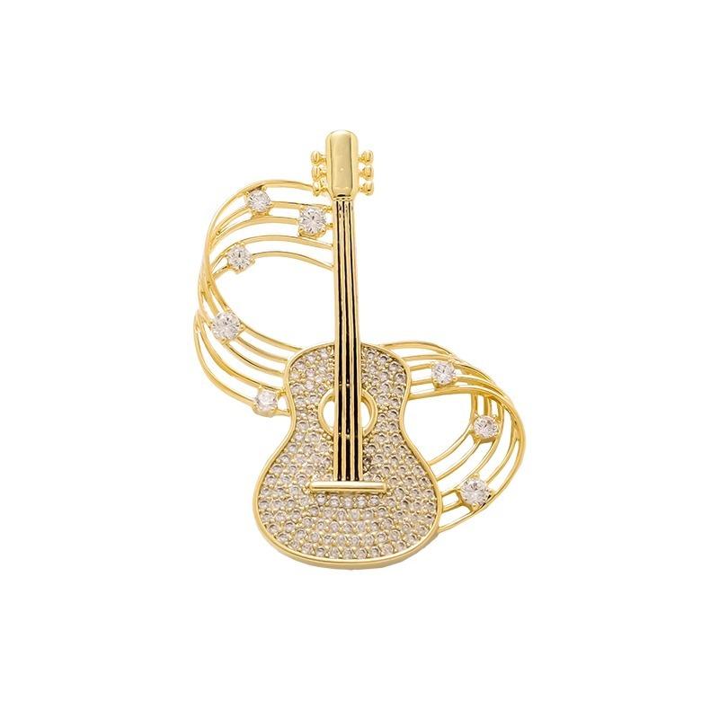 New Fashion Violin Brooches Crystal Musical Instruments Brooch for Women Men Clothing Bag Pins Party Jewelry Gift