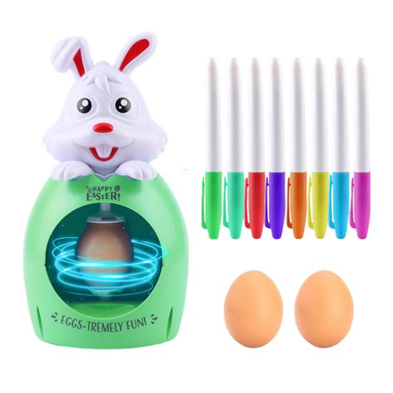 Egg Painting Machine Kit Bunny Spinner with 8 Colorful Markers And 3 Plastic Eggs Easter Egg Decorator Set for DIY Painting Easter Eggs