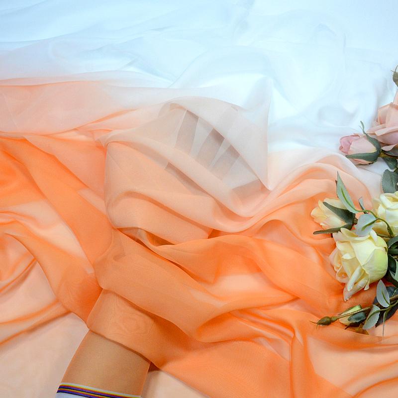 

1M Ткань шифон градиентного цвета для сценического костюма DIY, тонкая, для платья Ханфу, 100x145 см, китайский костюм, танцевальная, для шитья